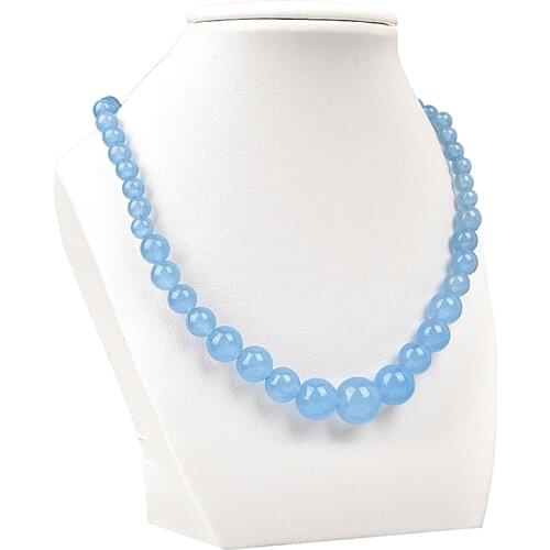 Liked the sea Pure Blue and Round Natural Aquamarine Jasper Necklace 18inch 6-14mm Size For jewelry accessories H116