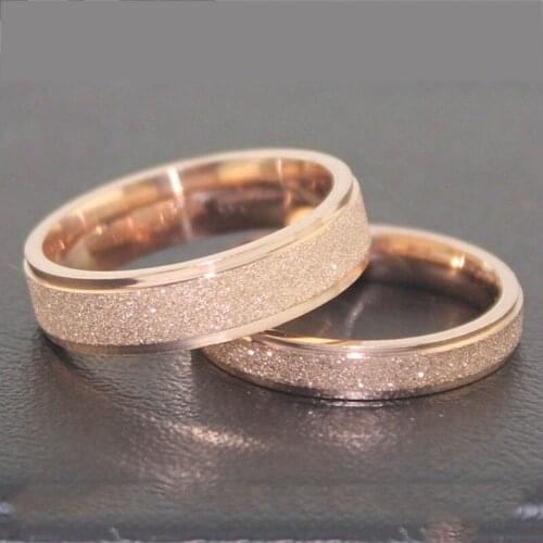 Couple ring women stainless steel wedding ring for women accessories Scrub Gypsophila Rose gold ring men gifts for men wholesale