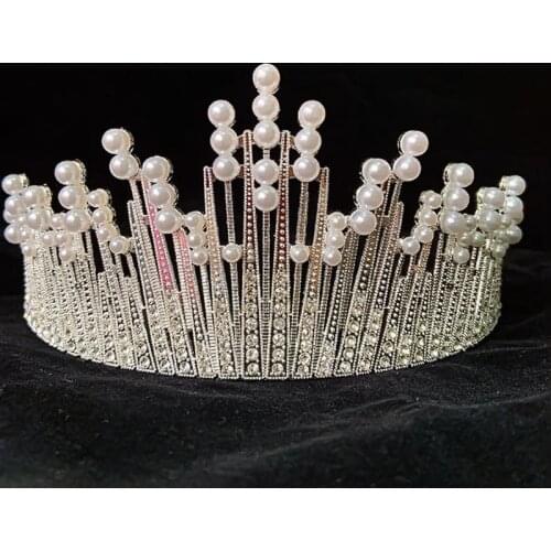 Princess Crown Cake Topper Romantic Pearl Happy Birthday Children Hair Ornaments Wedding Decoration Party cake topper Girls