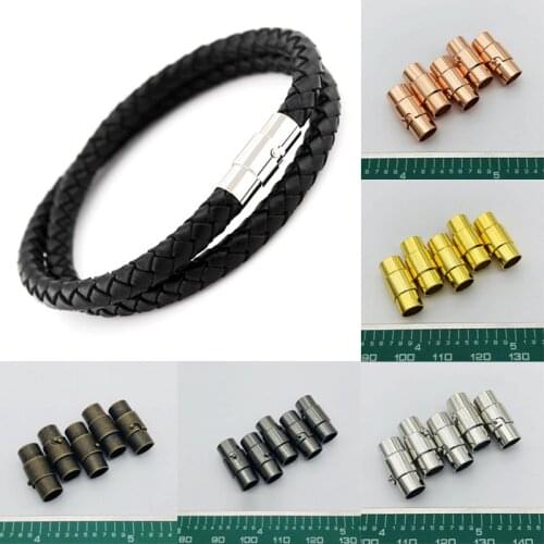 10pcs/lot 3 4 5 6 7 8mm Strong Magnetic Clasps With Locking Mechanism Fit Leather Cord End Cap DIY Bracelets Connectors Making