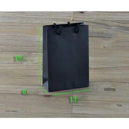 Blank universal black paperboard handle paper bags shopping gift bags for clothing or cookies 19*13*6cm 30pcs lot