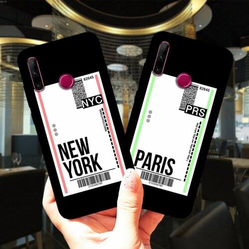 Fly Ticket Letter Template New York Silicone Case For Huawei Honor 10i 20 30 Lite Pro Cover For Huawei Honor 9 10 Lite 9X 8X