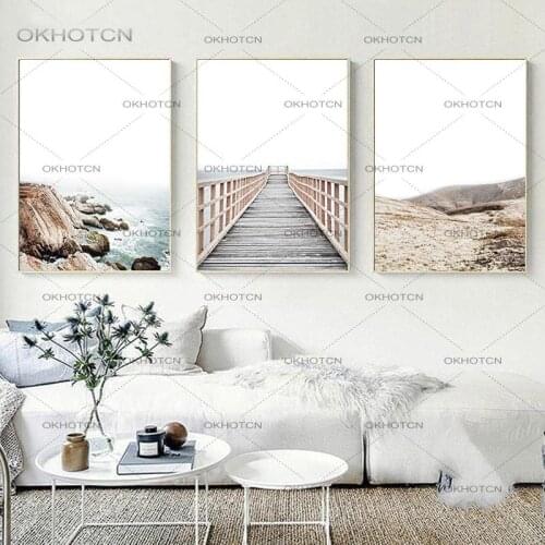 Nordic Decoration Canvas Art Print Modern Home Decor Coastal Bridge Wall Picture Painting Scandinavian Nature Landscape Poster