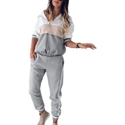 Sweater Sports Suit Urban Casual Women Clothing Color Matching Hooded Long-Sleeved Sportswear 2021 Autumn New Sweater + Trousers