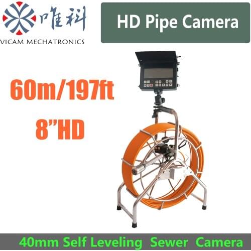 VICAM sewer tube inspection camera with waterproof camera head and 8inch color HD display V8-3388AHD