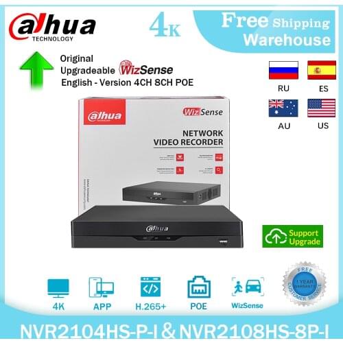 Dahua WizSense NVR2104HS-P-I NVR2108HS-8P-I 4CH 8CH 4K POE NVR H.265+ CCTV Video Recorder Surveillance System For IP Camera