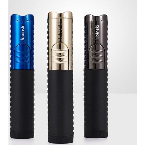LUBINSKI Cigar Cigarette Tobacco Lighter Single Torch Jet Flame Refillable With Holder Smoking Tool Accessories Portable