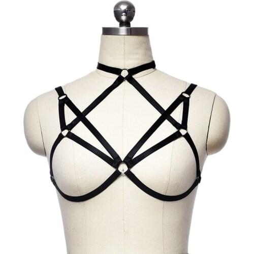 Cosplay Cage Bra Women Fetish Handmade Sexy Body Harness Lingerie Gothic Rave Adjustable Bondage Crop Top Harness Bra