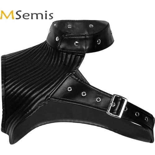 Womens Halloween Pirate Cosplay Chest Harness Corset Clubwear Steampunk Leather One Shoulder Armour Fashion Adjustable Bustier