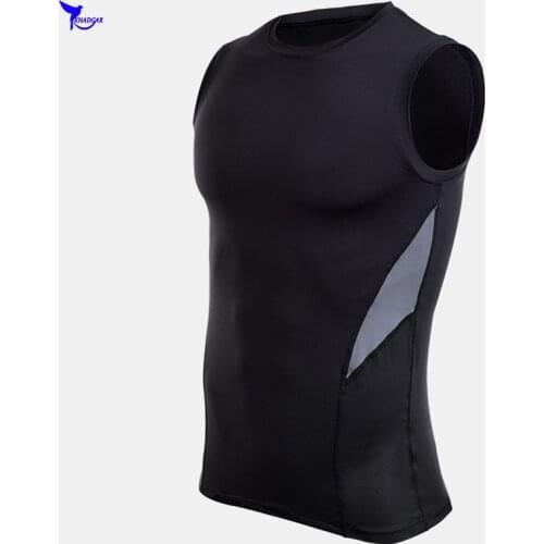 Dry Fit Sleeveless Mens Running Vest Gym 2019 Fitness Shirt Summer Slim Tank Tops Sports Vest New Bodybuilding Training Singlet