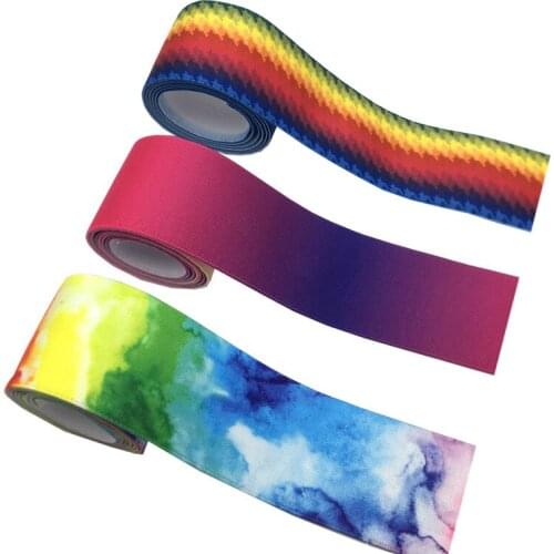 1M/Lot Gradient Tie Dye Print Elastic Webbing 2.5cm 3.8cm Width Rubber Band DIY Trim Supplies Clothes Pants Straps Sewing Belt