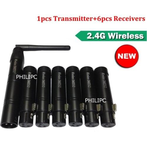 DHL Free Shipping 1pc Transmitter and 6pcs Receivers Wifi Dmx Wireless Controlled Dmx Tranciever Receiver