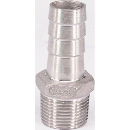 1" BSPT Male x 15mm Hose Barbed 304 Stainless Steel Pipe Fitting Hose tail Connector 230 PSI