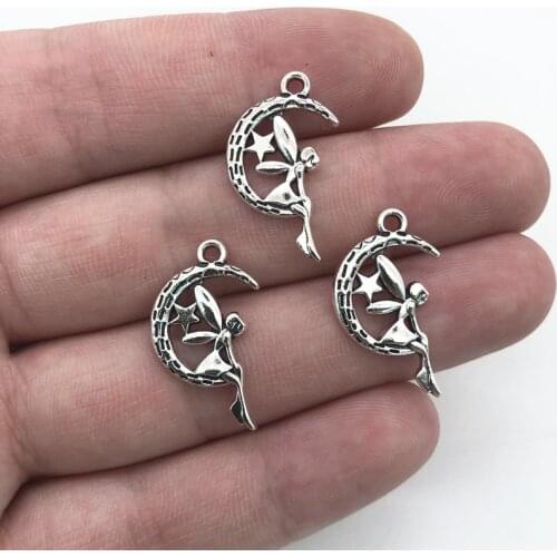 15pcs Charms Angel Fairy 25x15mm Silver Color Angel Pendants For Jewelry Making Antique Silver Color Charms Accessories