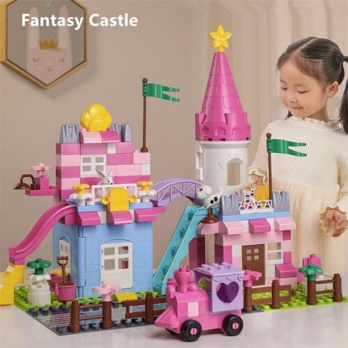 158Pcs Fantasy Castle City House Princess Garden Villa Building Blocks Sets Friends Creator Bricks Educational Childrens Toys