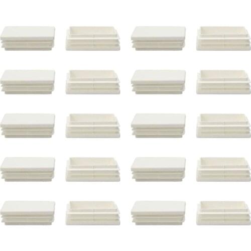 20pcs Plastic Rectangle Ribbed Tube Inserts End Cover Cap Furniture Glide Sofa Floor Protector