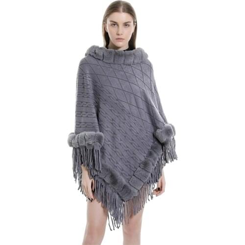 2019 New Design Winter Warm fur solid Ponchos And Capes For Women Oversized Shawls Wraps Cashmere Tassel Pashmina Female Bufanda