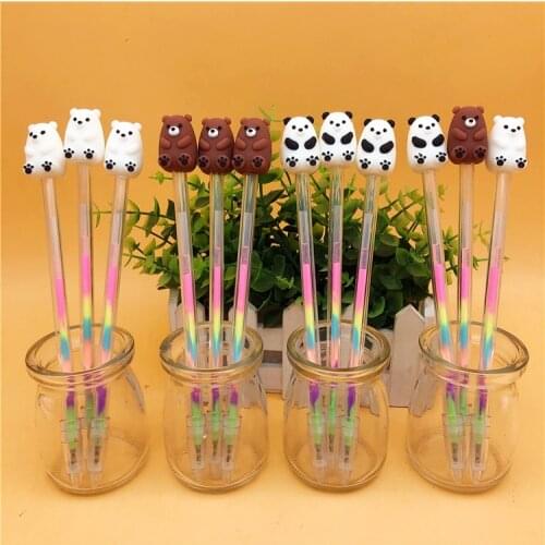 24 Pcs Cute Cartoon Bear Family Pastel Animal Neutral Creative Cartoon Stationery Pens for School Canetas Atacado