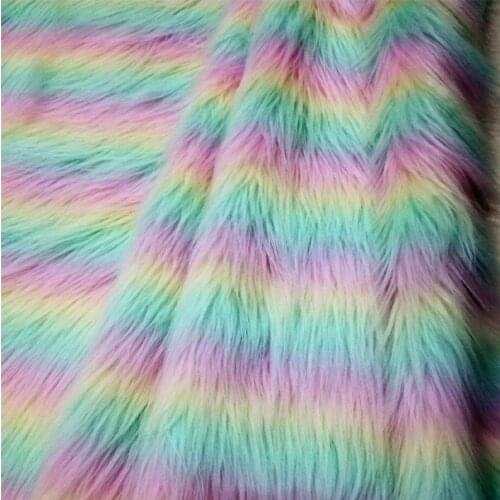 50*160cm Gradient Rainbow Soft Plush Faux Fur Fabric For Doll Vest Patchwork Sewing Material Garment Diy Home Decoration