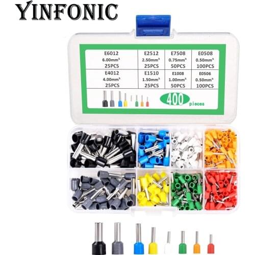 8 values 400pcs E0506-E6012 European style tubular VE tube terminal E tube insulated copper wire crimping terminal kit