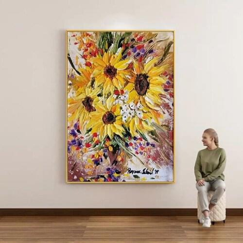 Abstract Art Oil Painting Sunflower High Definition Printing Art Canvas Painting Living Room Bedroom Decoration Painting