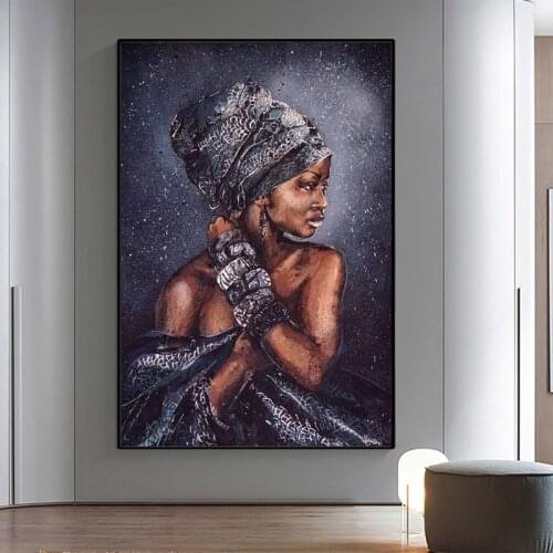 African Black Woman Posters and Prints Abstract African Girl Canvas Paintings on The Wall Graffiti Art Pictures Wall Home Decor
