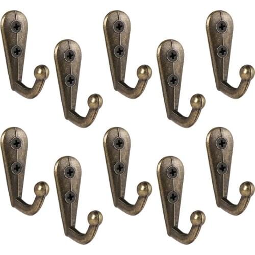 BESTOMZ 10pcs Coat Hooks Heavy Duty Wall Mounted Hanger Antique Closet Hooks For Towel Clothes European Style Iron Hook
