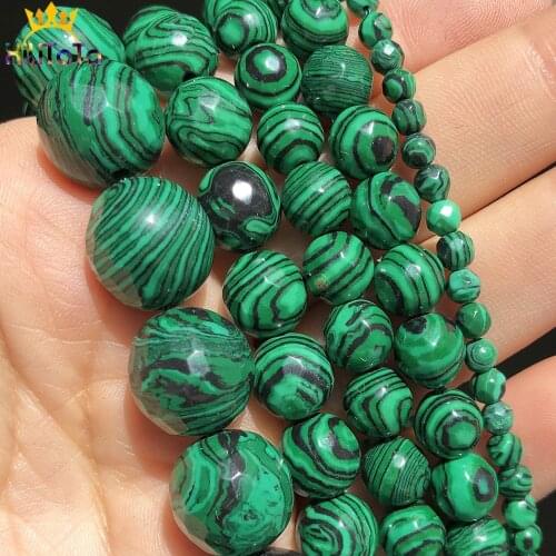 4 6 8 10 12mm Faceted Green Malachite Stone Beads Loose Spacer Beads For Jewelry DIY Making Bracelet Charms Accessories 15''Inch