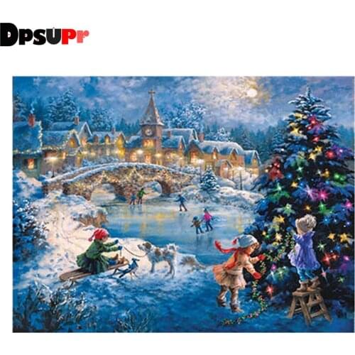 Dpsupr Full Square/Round Drill 5D DIY Diamond Painting "Snow Scenery" Diamond Embroidery Cross Stitch Decor Christmas Gift BH13