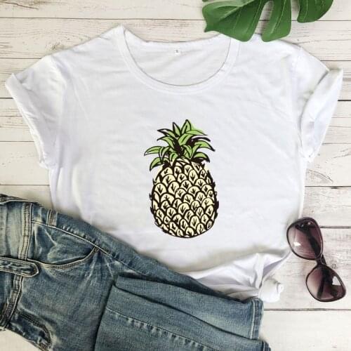 Pineapple Colored T-shirt Cute Women Graphic Tropical Tshirt Camiseta Funny Summer Short Sleeve Beach Vacation Top Tee Shirt
