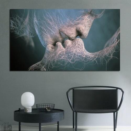 Black Love Kiss Canvas Painting Abstract Print Poster Pictures Home Bedroom Living Room Decoration Wall Art Frameless
