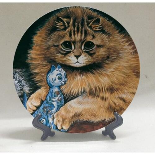Louis Wain Art Plate Wall Dish Anthropomorphic Cats Kaleidoscope Cats Wall Decorative Plate Hanging Plate Background Decoration