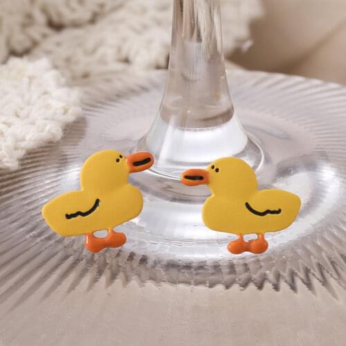Kawaii Yellow Duck Earrings for Women Girls Cute Cartoon Animal Stud Earrings Korean Fashion Jewelry Wholesale Gift