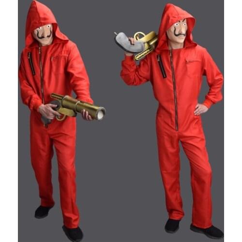 Salvador Dali La Casa De Papel Costume The House Of Paper Cosplay Halloween Money Heist Jumpsuits Fancy Dress Mask