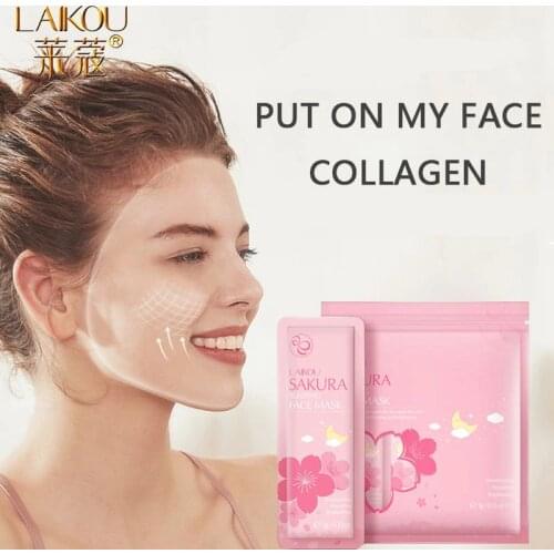 LAIKOU 15Pcs Cherry Blossoms Face Mask Moisturizing Oil Control Shrink Pores Wash-off First Aid Facial Mask Whitening Skin Care