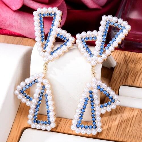Trendy New Luxury Sparkly Bowknot Drop Earrings New exclusive design For Women Bridal Wedding Engagement Party Trendy earrings
