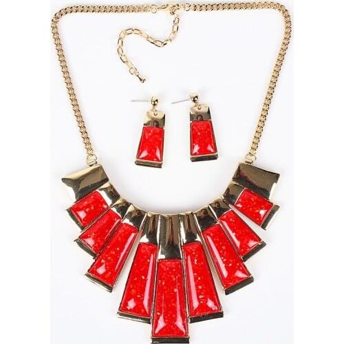 MS17801 Brand Red Jewelry Sets Cube Design Bridal Jewelry Sets High Quality Party Gifts 2014 New