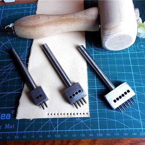 3pcs/set Diy handmade stitched leather hand tools punching porous spacing 4/5/6mm round cut set circular cut hole cuts punch