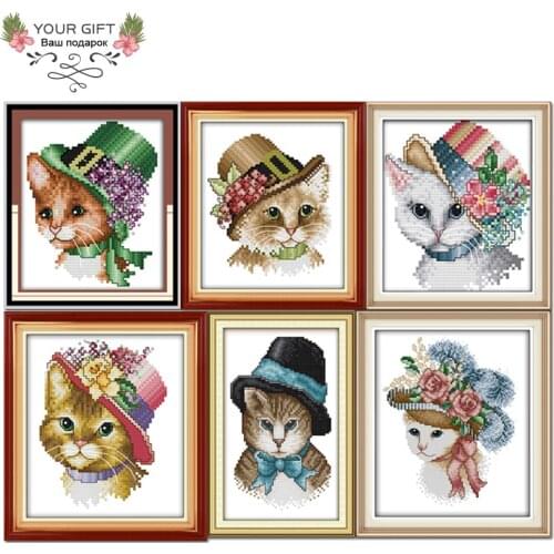 Joy Sunday D188(1)(2)(3)(4)(5)(6) Free Shipping Home Decor Noble Cat Animal Needlework Cross Stitch Kits
