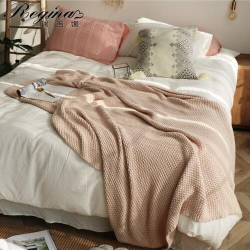 REGINA Oversize Pure Natural Throw Blanket Mossstitch Exquisite Knitted Blanket For Bed Cozy Sofa Cover Throw Travel Blanket