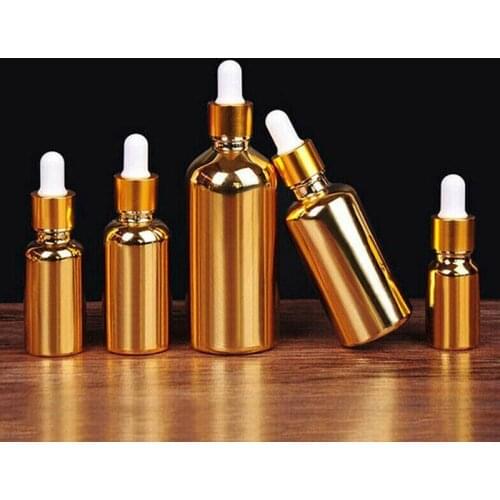 Empty Dropper Bottle For Perfume Essential Oils Liquid Deodorant Makeup Containers Refillable Golden Color Plating