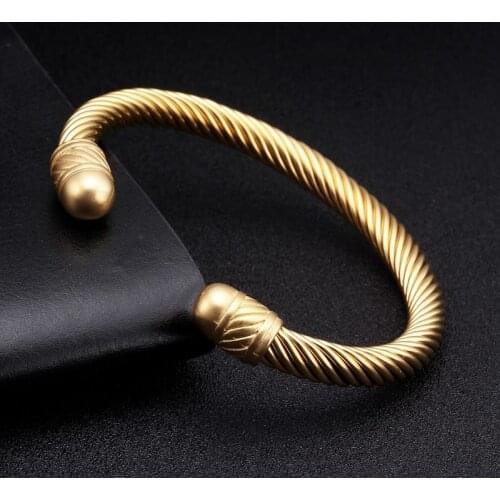Luxury Braided Charm Open Cuff Bracelets Men Women Sporty Jewelry Unique Smooth Stainless Steel Vintage Bracelets Bangles