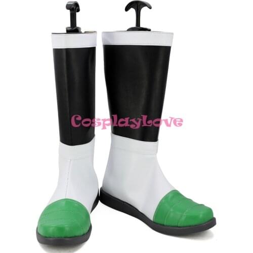 Super: Broly White Green Cosplay Shoes Long Boots Leather Custom Made CosplayLove