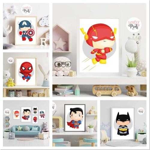 Superhero Marvel Canvas Painting Avengers Poster Wall Art Picture Nursery Baby Room Dorm Cafe Bar Cuadros Decoration Mural