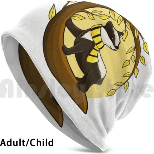 Badger With Stripy Beanies Knit Hat Hip Hop Badger Tree Yellow Yellow Gold Animal Cute Animal Autumn
