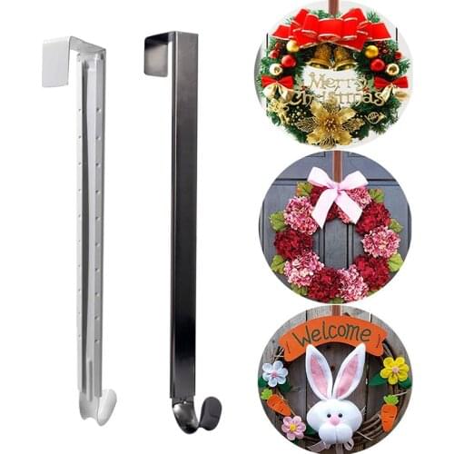 Wreath Hanger Adjustable Length Wreath Hanger for Front Door Heavy Duty Wreath Hook Holder for Christmas Decorations Hog