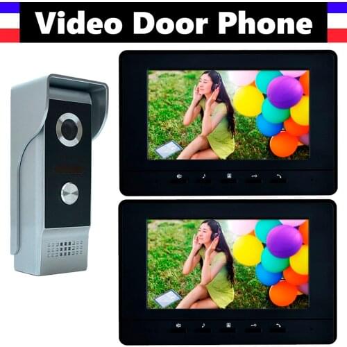 7 inch video intercom system aluminum alloy Camera video door phone doorbell doorphones kit 2 LCD Monitor 1 IR Camera