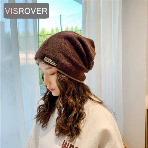 VISROVER 7 colorways acrylic winter hat for woman solid color unisex bonnet autumn beanies warm soft winter skullies cap gift