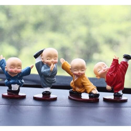 1 set Car Interior Decoration Lovely Kung Fu Little Monk design Cute Cartoon Monk Decorative Dolls Car Accessories Ornaments