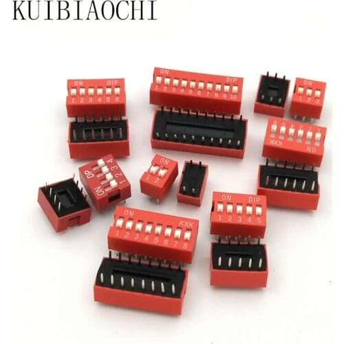 10pcs/lot Red 2.54mm Pitch 2 Row DIP Toggle switches Dial switch DIP Slide Type Switch 2p 3p 4p 5p 6p 8p 10p